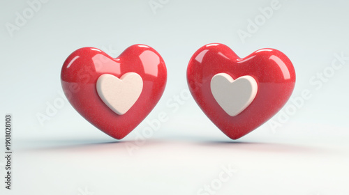  Social Media Heart icon on different angle, like icon, 3d icon, heart, online social communication