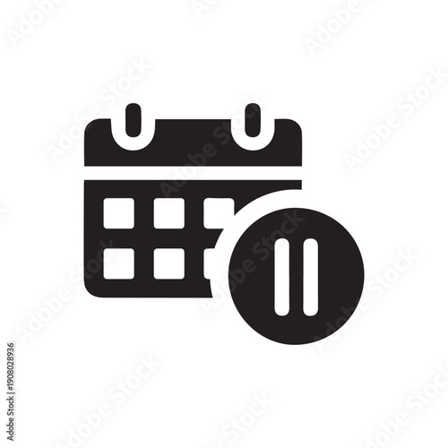 Calendar pause subscription billing control icon silhouette