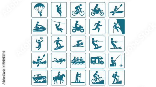 Set of various outdoor activity and sports icons