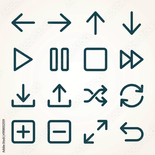 Set of essential user interface icons for web and mobile design