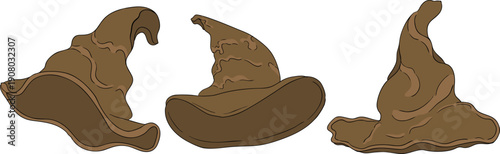 Mystical witch kit collection. Hand drawn colored art with occult symbols. Perfect for modern witchcraft, tarot and esoteric designs. Boho magic vibe