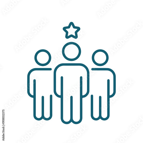 Team leader and business success icon with a star above the central person