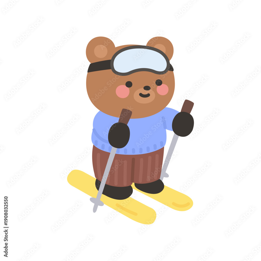 custom made wallpaper toronto digitalA cute bear skiing downhill Vector