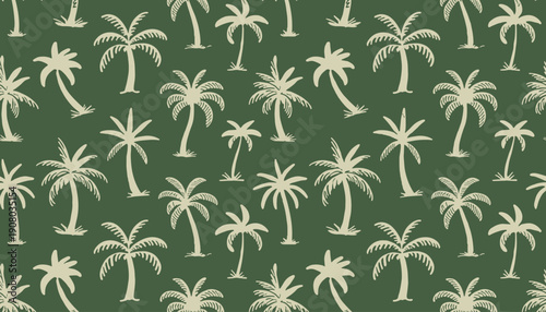 Seamless Palm Tree Pattern Background with Tropical Summer Nature Design