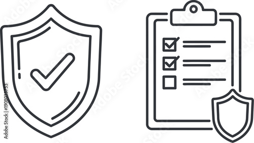 Security and checklist icons representing verification and compliance processes