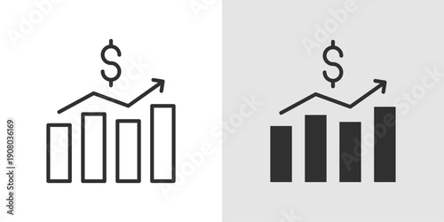 Financial Growth Icon representing increasing revenue, profit expansion, capital appreciation, and overall positive financial performance in business or investment contexts.