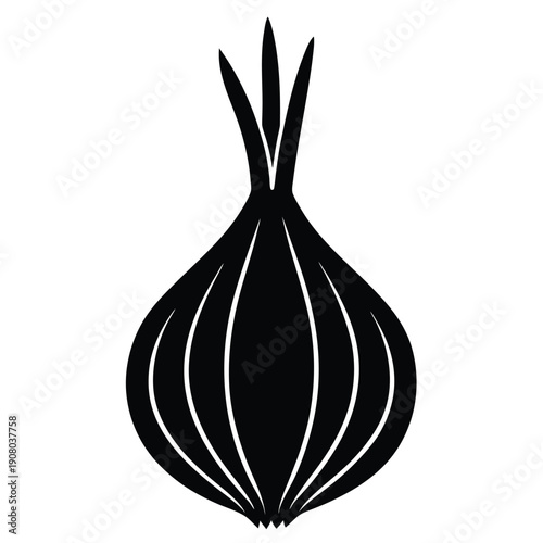 Scallion icon on white background silhouette