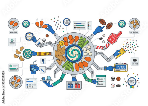 Olympic rings with sports icons isolated on transparent background