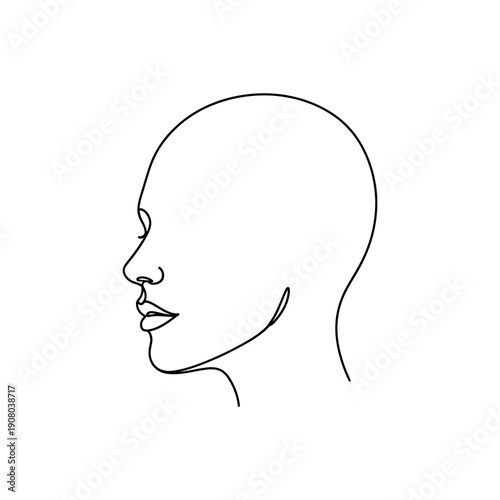A minimalist line drawing of a human head in profile