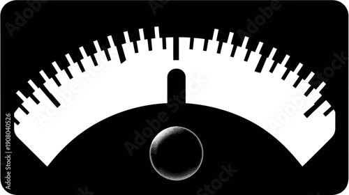 A simple gauge design with a semi-circular scale and a central indicator, set against a black backdrop