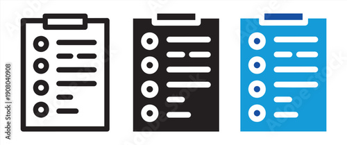Questionnaire Icon Set – Survey and Form Vector Illustration. Form and Questionnaire Icon Pack – Feedback, Polls, and Data Collection Vector.