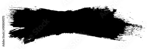 Black grunge paint brush stroke texture on transparent background. grungy decoration elements. Freehand grunge brush illustration