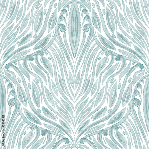 Watercolor texture with floral elements in a symmetrical pattern