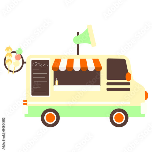 Flat vector food truck illustration