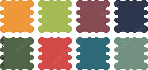 Colorful wavy rectangles on white background for graphic design