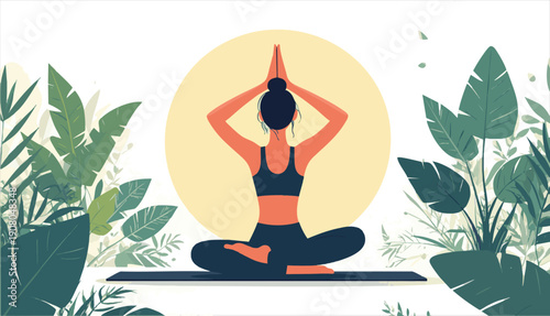 vector Woman Practicing Yoga in Serene Environment