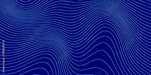 Abstract glowing wave lines on dark blue background. Dynamic wave pattern. Modern flowing wavy lines. Futuristic technology concept. Suit for banner, poster, cover, brochure, flyer, website