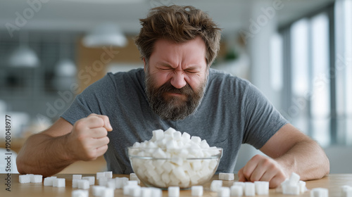 Sugar Overload: A man displ...