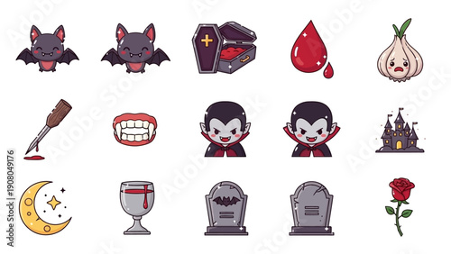 Cute Halloween vampire icons collection