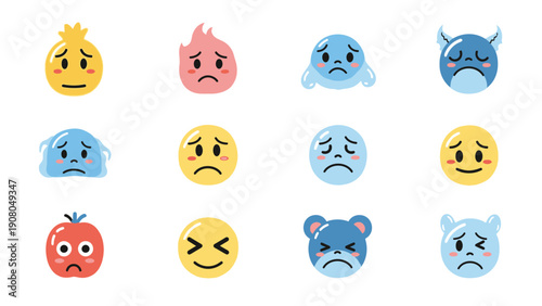 Cute cartoon emoji faces showing a range of emotions