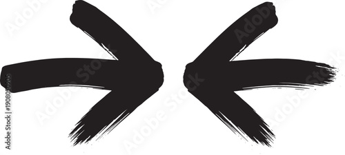 Two black brush arrows pointing away from each other horizontally