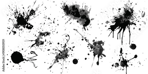 Abstract Black and White Ink Splats Creating a Grunge. ink splat