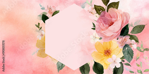 Soft pink peony and rose floral pattern with delicate greenery and golden accents for 2026