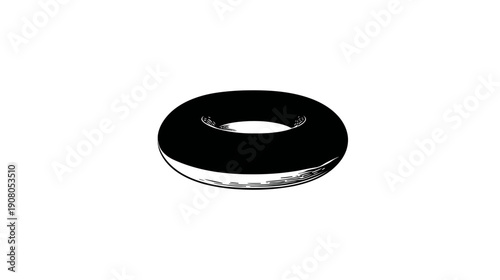 A grayscale illustration of a 3D torus, a ring shape with a hole through the center