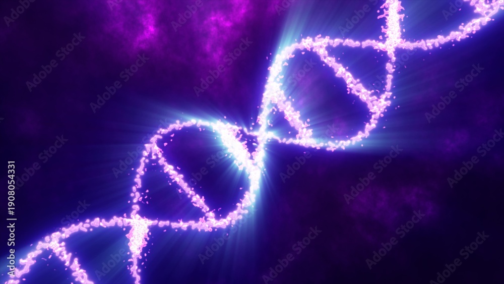 Fototapeta premium Abstract purple glowing energy spiral dna scientific futuristic high tech background