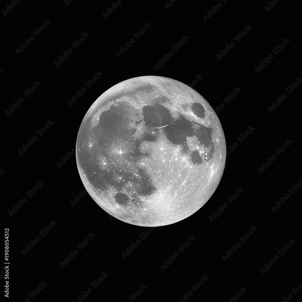 Fototapeta premium Black background image with white full moon color