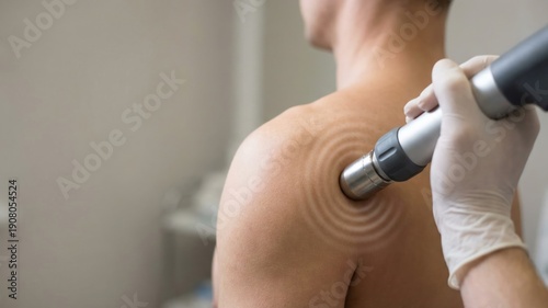 Shockwave Therapy Device for Muscle Tension Relief on Shoulder