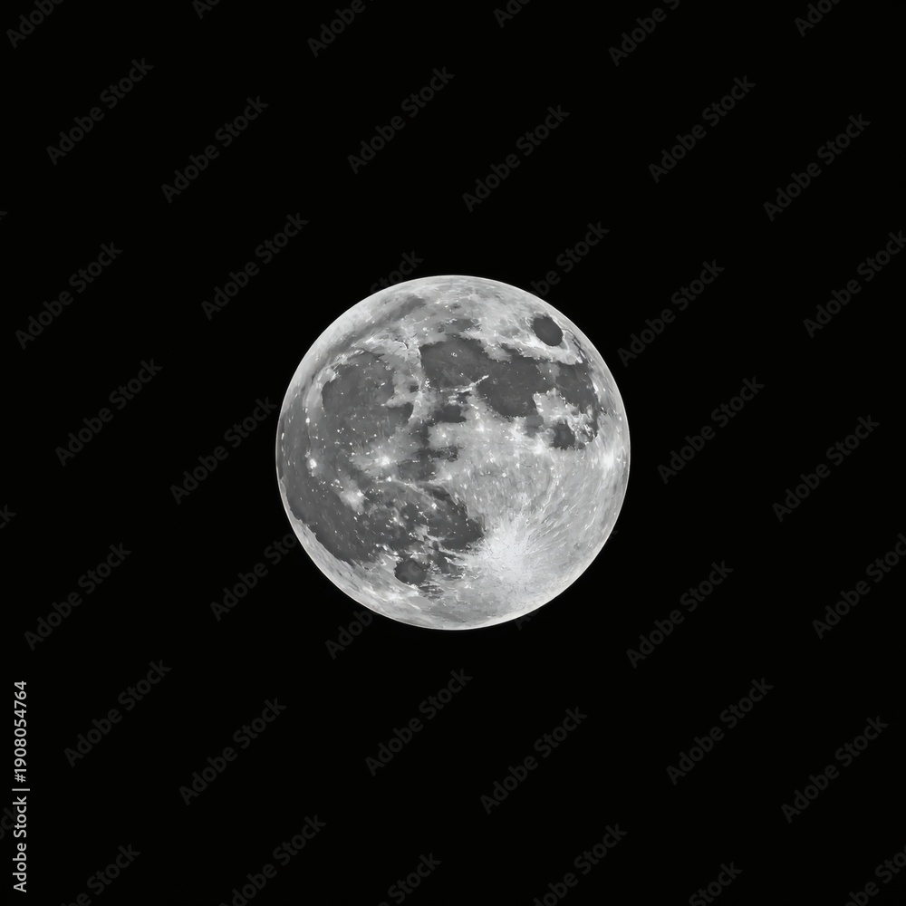 Fototapeta premium Black background image with white full moon color