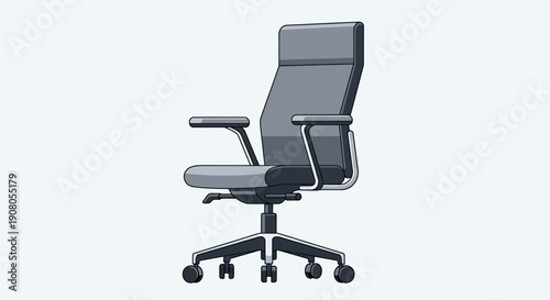 Modern gray ergonomic office chair with wheels.