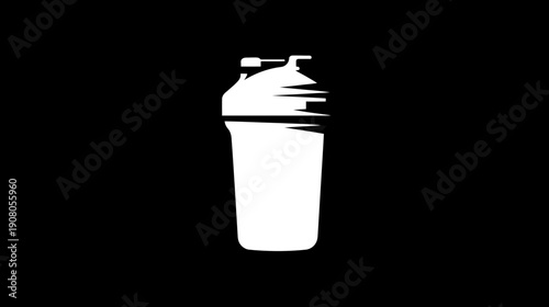 A white silhouette of a cylindrical object with a lid against a black background