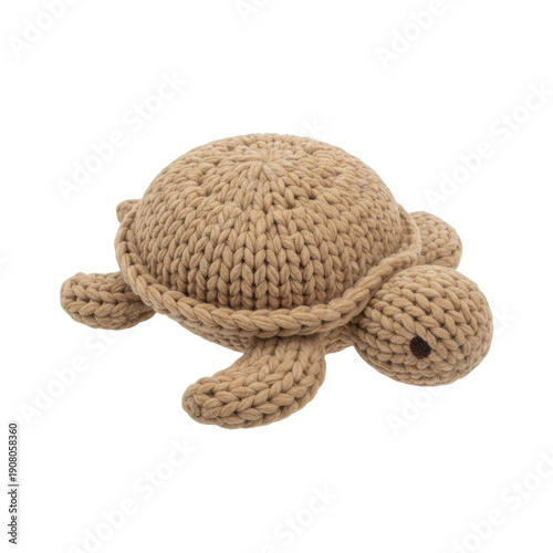 Handmade Knitted Turtle Toy with Textured Shell