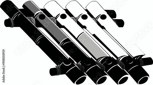 Black, gray and white vector illustration of a musical instrument