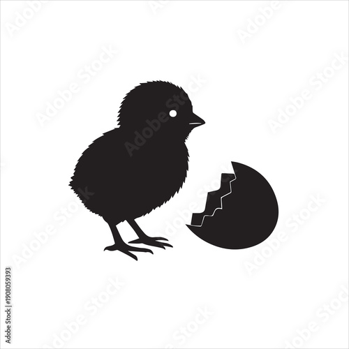 A baby chick newly hatched silhouette vector style