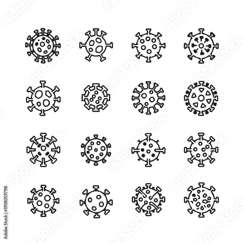 Coronaviruses Icons Set, Thin Line Art, Virus Symbols Collection