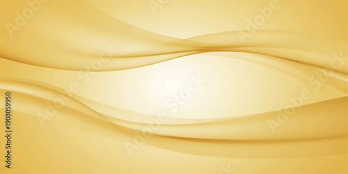 Abstract golden silk background features flowing satin waves and smooth curves in a soft yellow design, creating a textured textile backdrop with a light vector pattern for an elegant wallpaper