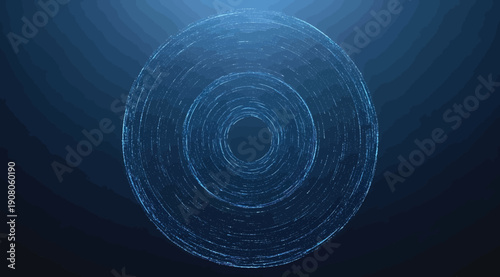 A blue circular pattern of light on a dark background