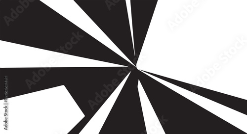 Abstract black and white geometric shapes radiating outward design