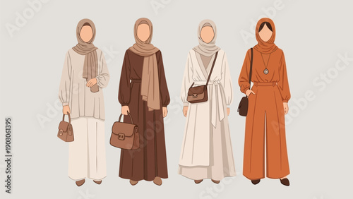 Four stylish individuals dressed in elegant autumn attire walking together