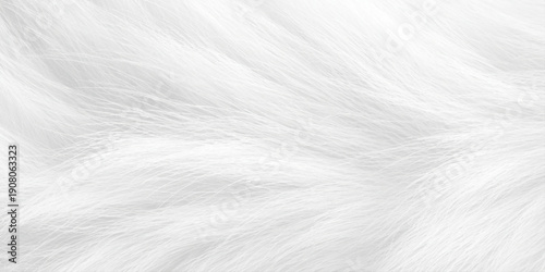 soft white fur texture with fine delicate fibers forming soft fur texture on white pattern background.