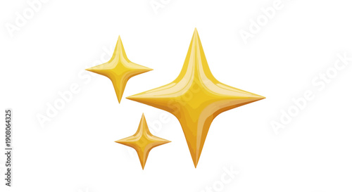 Sparkling golden stars illustration, a symbol of brilliance and success, on a clean white background for versatile design use