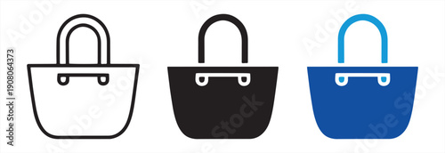 Tote Bag Icon Set – Shopping and Fashion Vector Illustration. Handbag and Tote Bag Icon Pack – Minimal Vector Design for Shopping and Style.