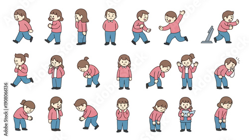 Diverse group of cartoon characters engaging in various activities and poses