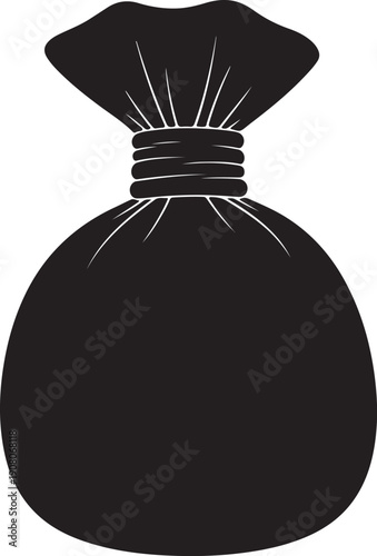 Black money bag isolated on transparent background