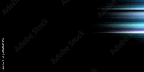 Black and blue wide modern abstract technology background with glowing high-speed and movement blue light effect.