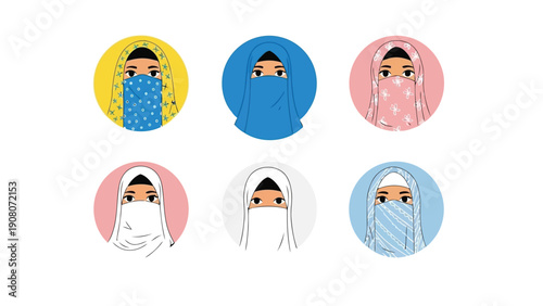 Colorful illustrations of diverse individuals wearing winter headgear and scarves