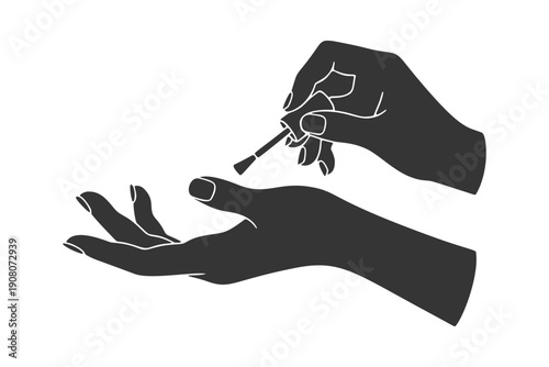 マニキュアを塗る手のシルエットアイコン